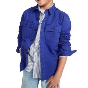 NWT Old Navy Blue Long-Sleeve Utility Pocket Twill Shirt for
Boys Size S 6-7